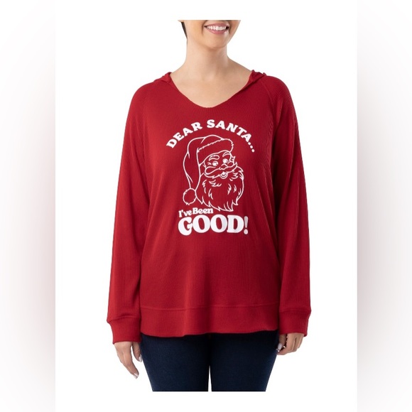 Holiday Time women’s Christmas graphic thermal hoodie; size: Small(4-6) - Picture 1 of 6
